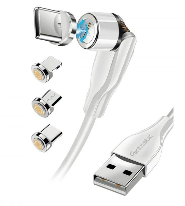 Cavo Magnetico di Ricarica 3 in 1 USB-C Micro USB e 8 pin con LED 1.2m - Fontastic ICFT-257063