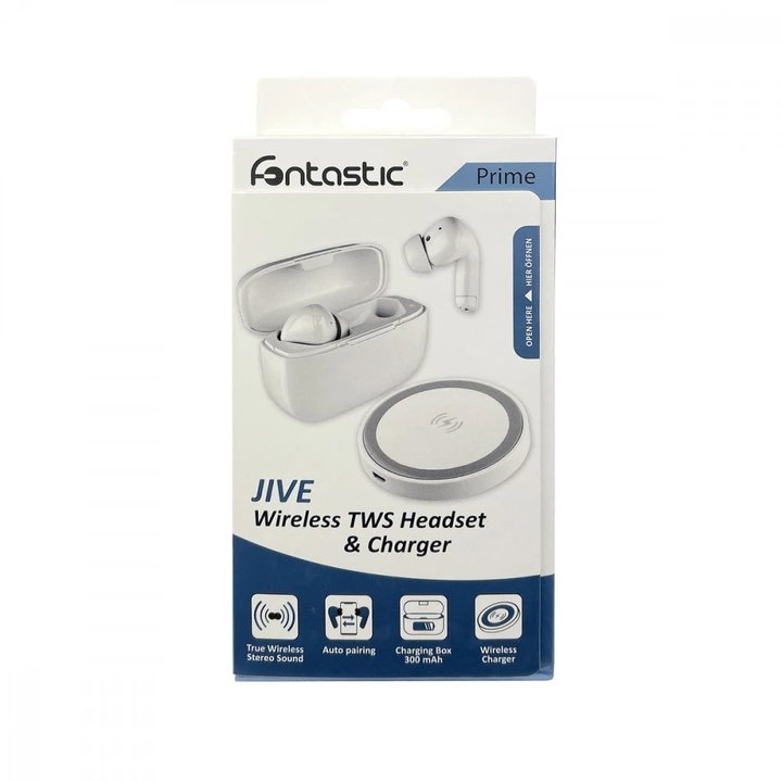 Cuffie Auricolari TWS Jive con Custodia di Ricarica USB-C e Pad Caricatore a Induzione Bianco - Fontastic ICFT-260179