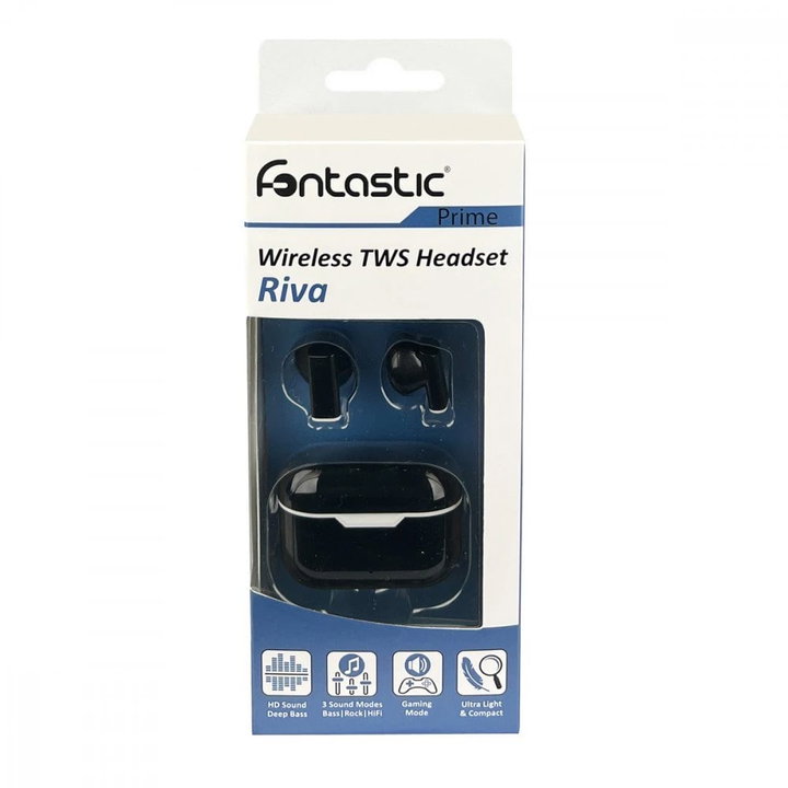 Auricolari Wireless BT V5.1 TWS Riva con Custodia Ricarica Nero - Fontastic ICFT-261541