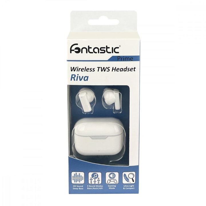 Auricolari Wireless BT V5.1 TWS Riva con Custodia Ricarica Bianco - Fontastic ICFT-261558