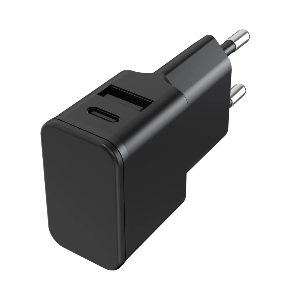 Caricatore Alimentatore USB-C™ e USB-A da Muro per Smartphone e Tablet Nero - Fontastic ICFT-262869