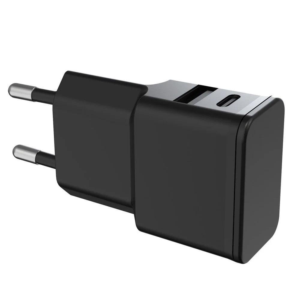 Caricatore Alimentatore USB-C™ e USB-A da Muro per Smartphone e Tablet Nero - Fontastic ICFT-262869