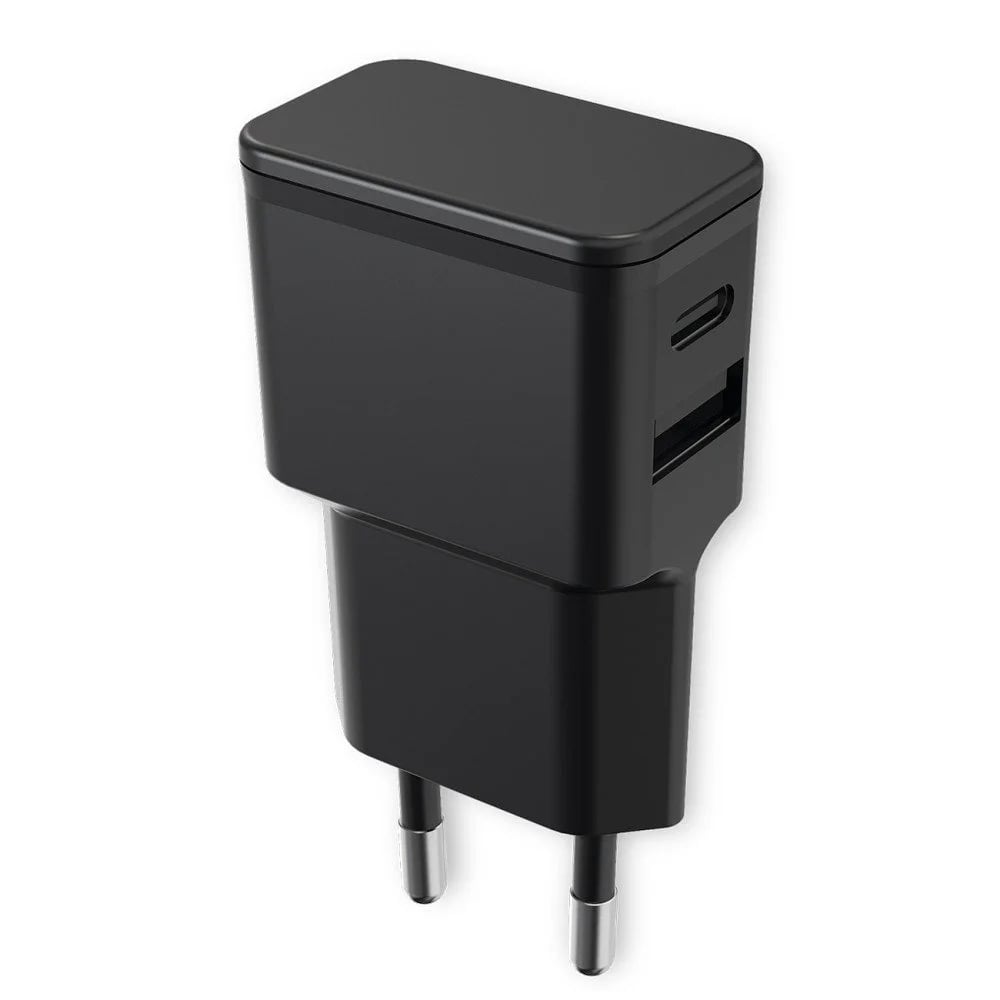 Caricatore Alimentatore USB-C™ e USB-A da Muro per Smartphone e Tablet Nero - Fontastic ICFT-262869