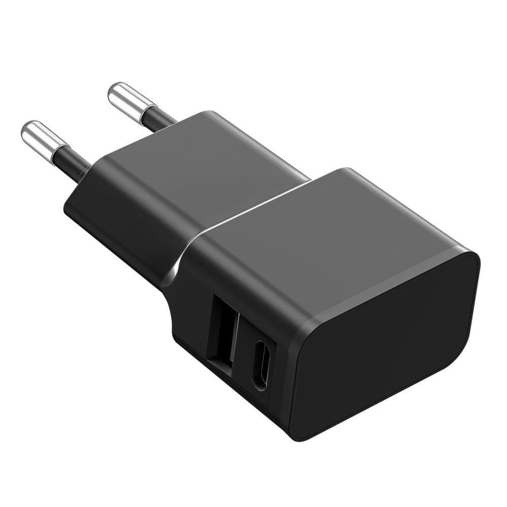 Caricatore Alimentatore USB-C™ e USB-A da Muro per Smartphone e Tablet Nero - Fontastic ICFT-262869