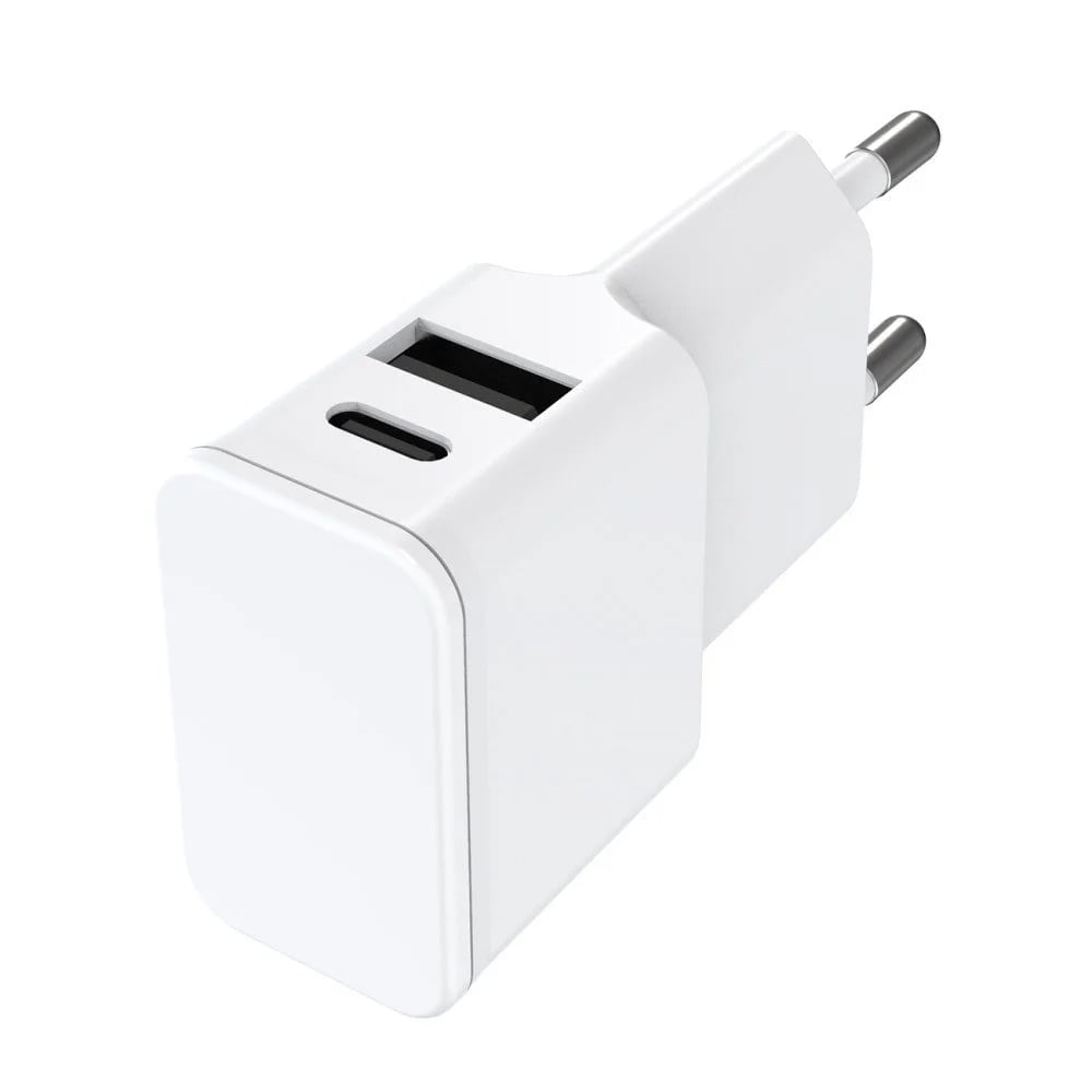 Caricatore Alimentatore USB-C™ e USB-A da Muro per Smartphone e Tablet Bianco - Fontastic ICFT-262876