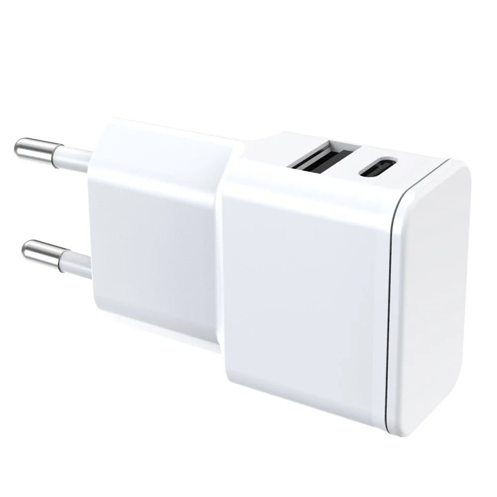 Caricatore Alimentatore USB-C™ e USB-A da Muro per Smartphone e Tablet Bianco - Fontastic ICFT-262876