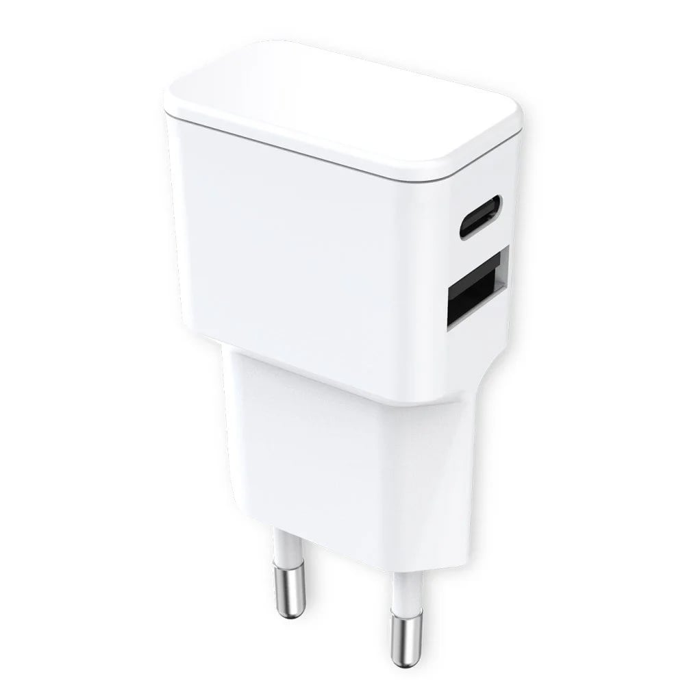 Caricatore Alimentatore USB-C™ e USB-A da Muro per Smartphone e Tablet Bianco - Fontastic ICFT-262876