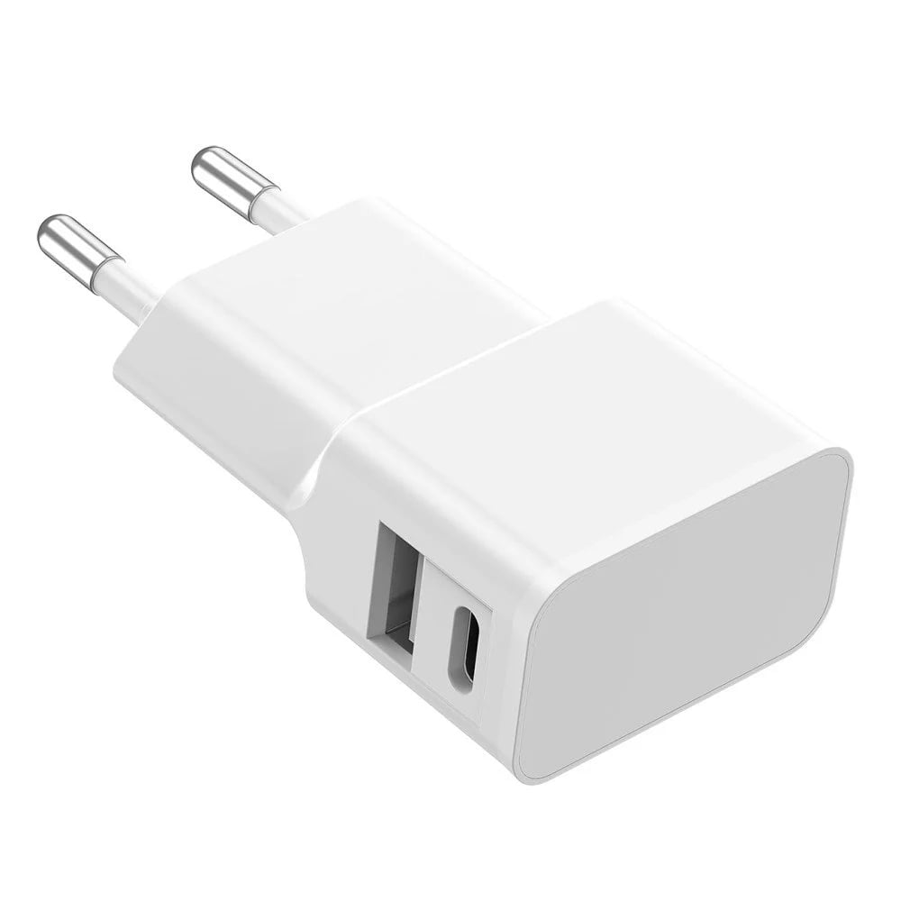 Caricatore Alimentatore USB-C™ e USB-A da Muro per Smartphone e Tablet Bianco - Fontastic ICFT-262876