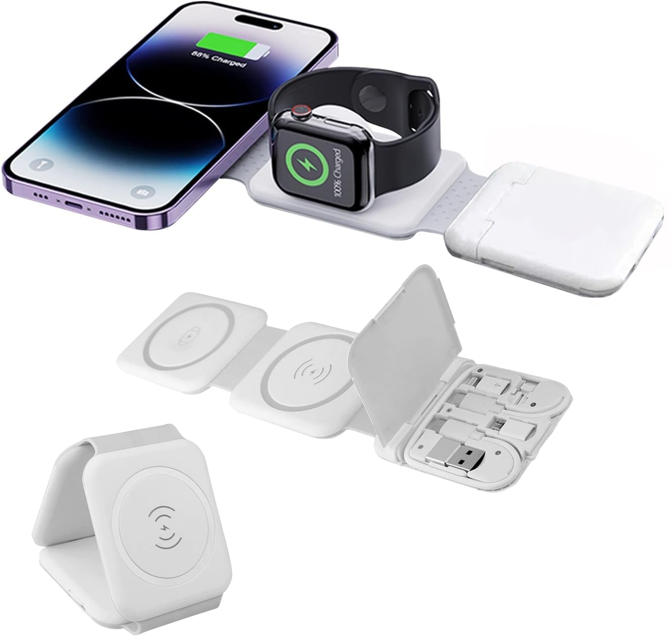 Wireless Charging Station Qi Folding Magnetic for Smartphones and Smartwatch - Fontastic ICFT- 263446