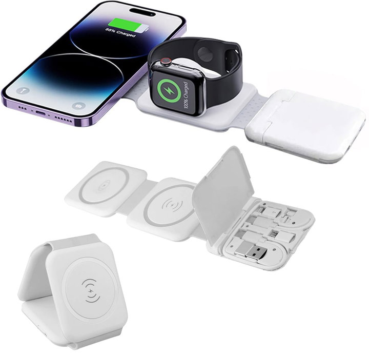 Wireless Charging Station Qi Folding Magnetic for Smartphones and Smartwatch - Fontastic ICFT- 263446