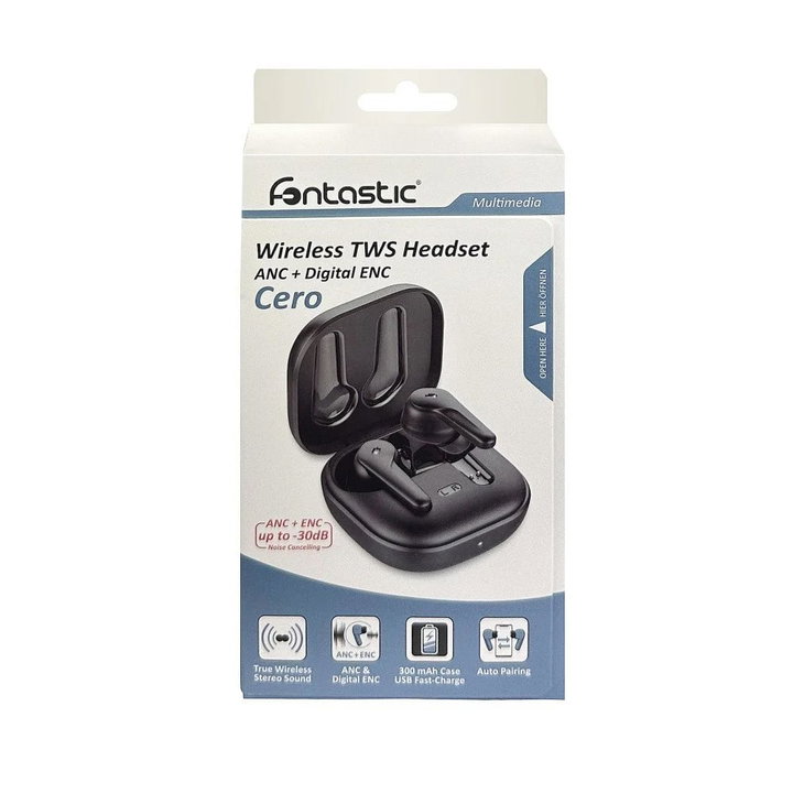 Auricolari true wireless BT 5.3 ANC con custodia di ricarica nero - Fontastic ICFT-263569
