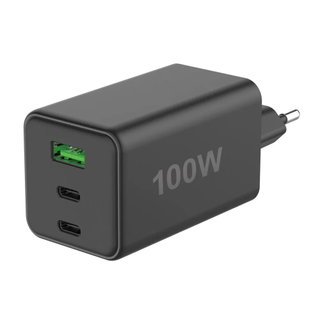 Caricatore Alimentatore GaN 100W 2x USB-C 1x USB-A Power Delivery Fast Charger Nero - Fontastic ICFT-264450