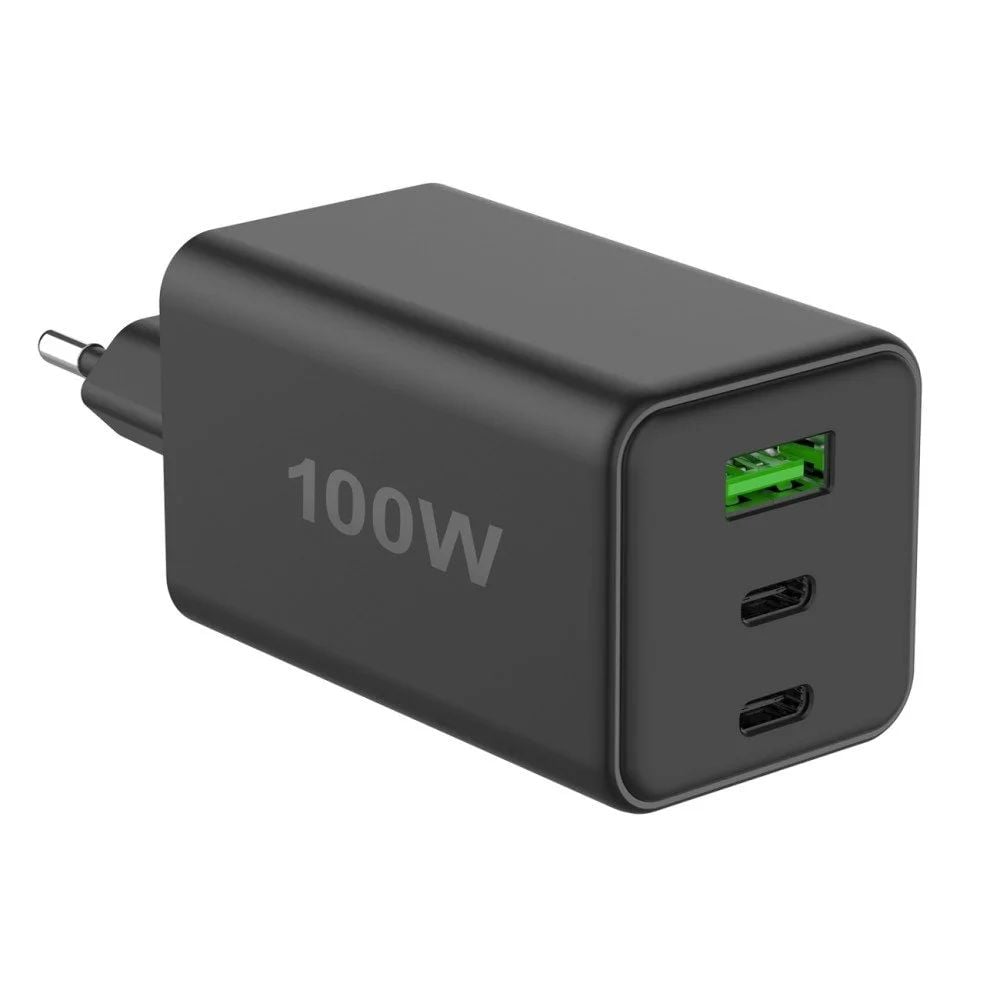 Caricatore Alimentatore GaN 100W 2x USB-C™ 1x USB-A Power Delivery Fast Charger Nero - Fontastic ICFT-264450