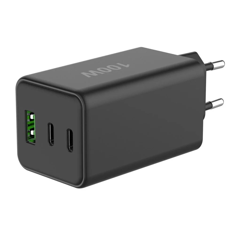 Caricatore Alimentatore GaN 100W 2x USB-C™ 1x USB-A Power Delivery Fast Charger Nero - Fontastic ICFT-264450