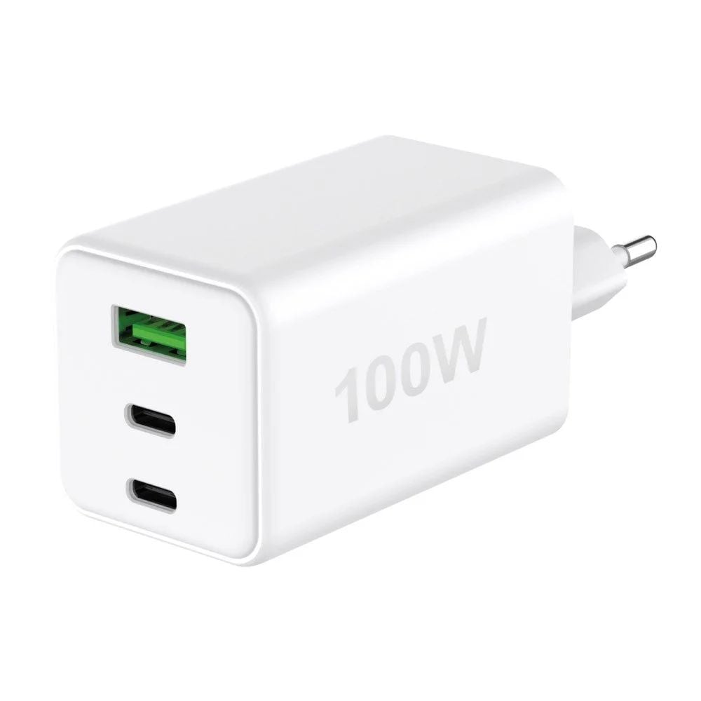 Caricatore Alimentatore GaN 100W 2x USB-C™ 1x USB-A Power Delivery Fast Charger Bianco - Fontastic ICFT-264467