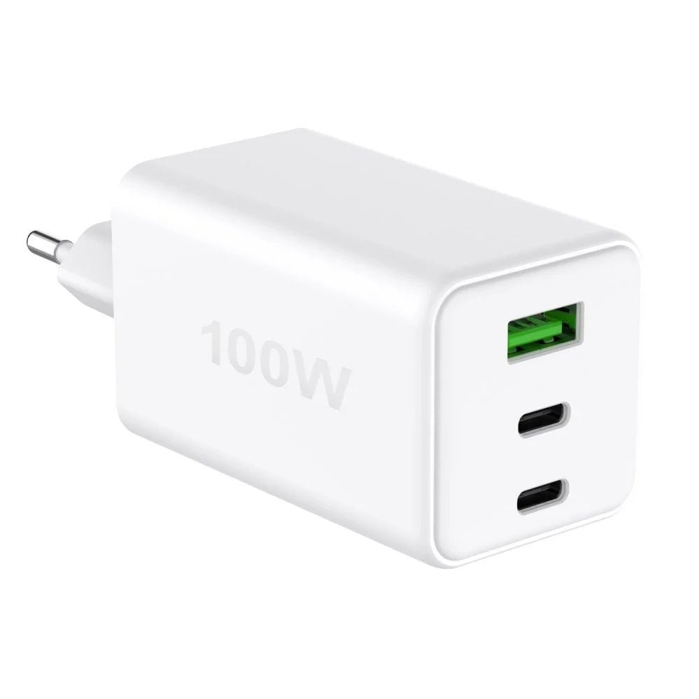 Caricatore Alimentatore GaN 100W 2x USB-C™ 1x USB-A Power Delivery Fast Charger Bianco - Fontastic ICFT-264467
