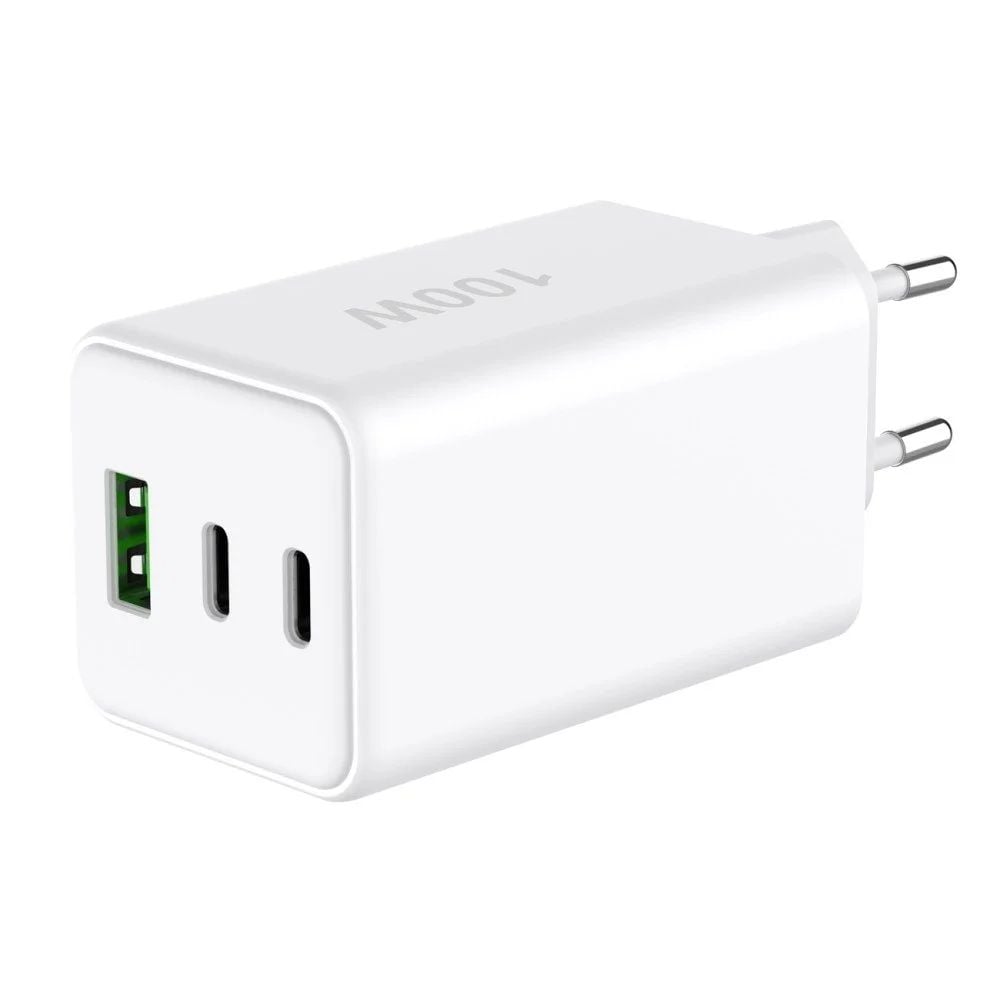 Caricatore Alimentatore GaN 100W 2x USB-C™ 1x USB-A Power Delivery Fast Charger Bianco - Fontastic ICFT-264467