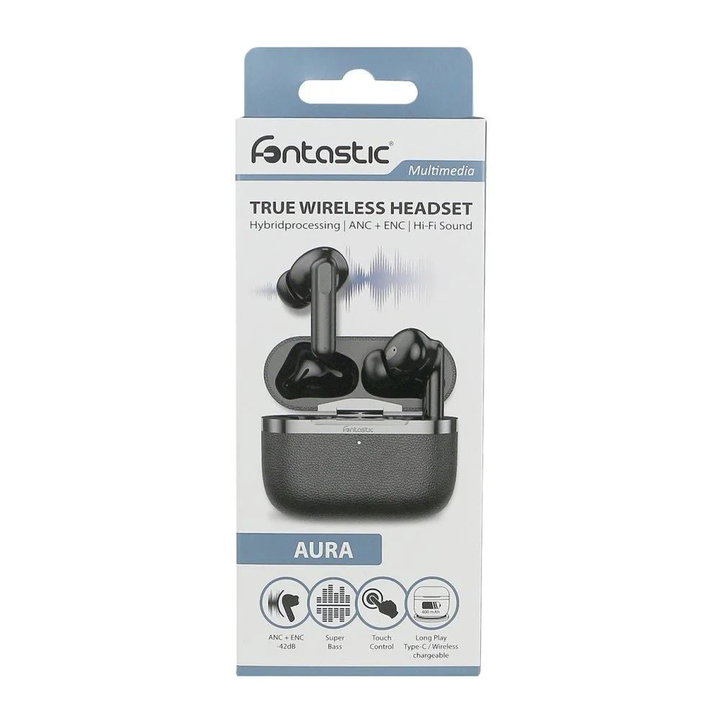 Cuffie Auricolari BT 5.4 TWS con Hybrid ANC + ENC 6 Microfoni Custodia USB-C™ e Ricarica Wireless Nero - Fontastic ICFT-264740