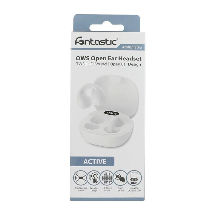 Headphones Earphones BT 5.4 TWS with USB-C Charging Case Smart Touch Screen LCD White - Fontastic ICFT- 264757