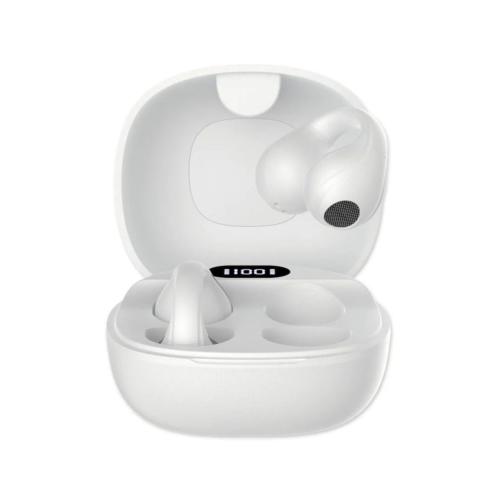 Headphones Earphones BT 5.4 TWS with USB-C Charging Case Smart Touch Screen LCD White - Fontastic ICFT- 264757