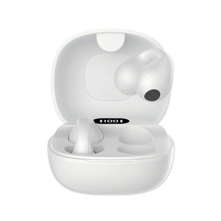 Headphones Earphones BT 5.4 TWS with USB-C Charging Case Smart Touch Screen LCD White - Fontastic ICFT- 264757