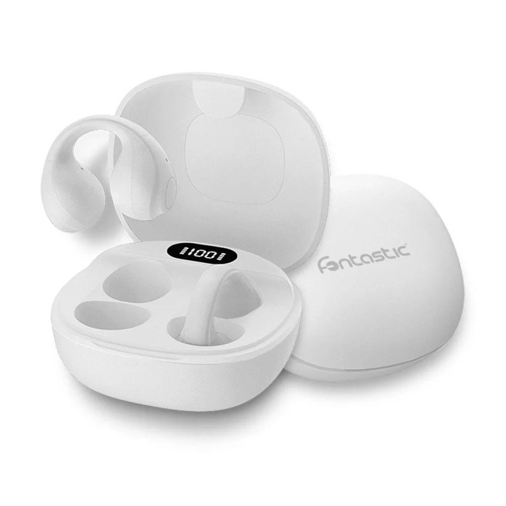 Headphones Earphones BT 5.4 TWS with USB-C Charging Case Smart Touch Screen LCD White - Fontastic ICFT- 264757