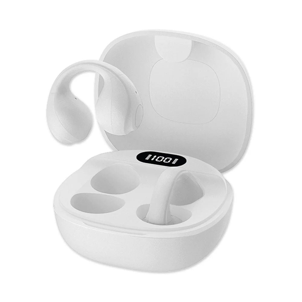 Headphones Earphones BT 5.4 TWS with USB-C Charging Case Smart Touch Screen LCD White - Fontastic ICFT- 264757