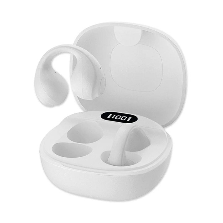 Headphones Earphones BT 5.4 TWS with USB-C Charging Case Smart Touch Screen LCD White - Fontastic ICFT- 264757