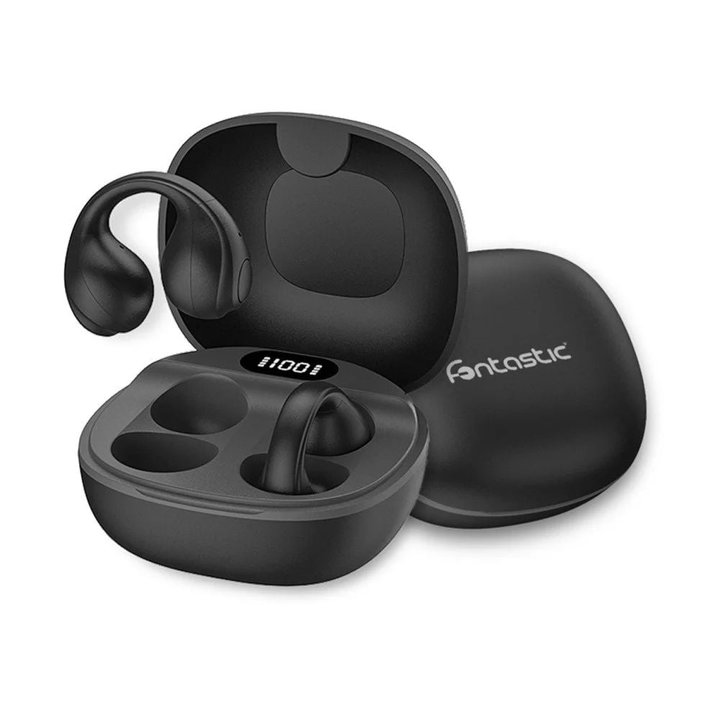 Headphones Earphones BT 5.4 TWS with USB-C Charging Case Smart Touch Screen LCD Black - Fontastic ICFT- 264764