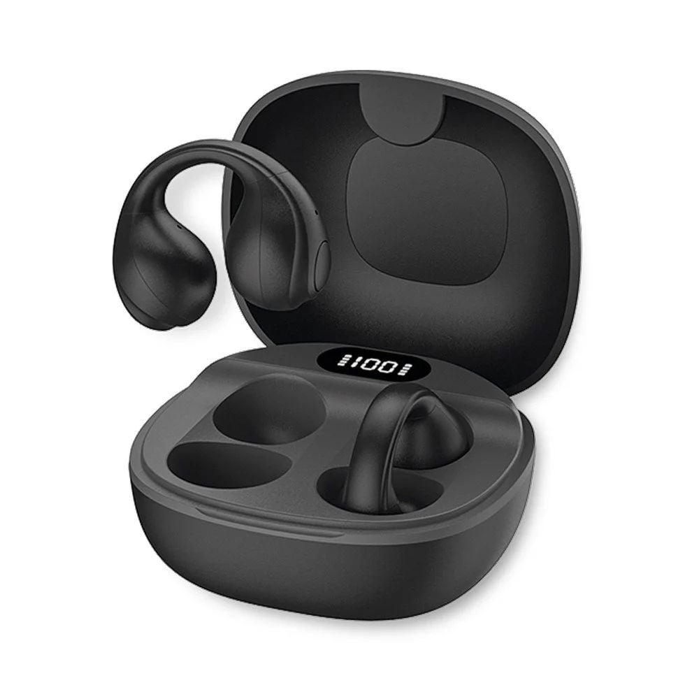 Headphones Earphones BT 5.4 TWS with USB-C Charging Case Smart Touch Screen LCD Black - Fontastic ICFT- 264764