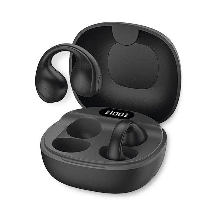 Headphones Earphones BT 5.4 TWS with USB-C Charging Case Smart Touch Screen LCD Black - Fontastic ICFT- 264764