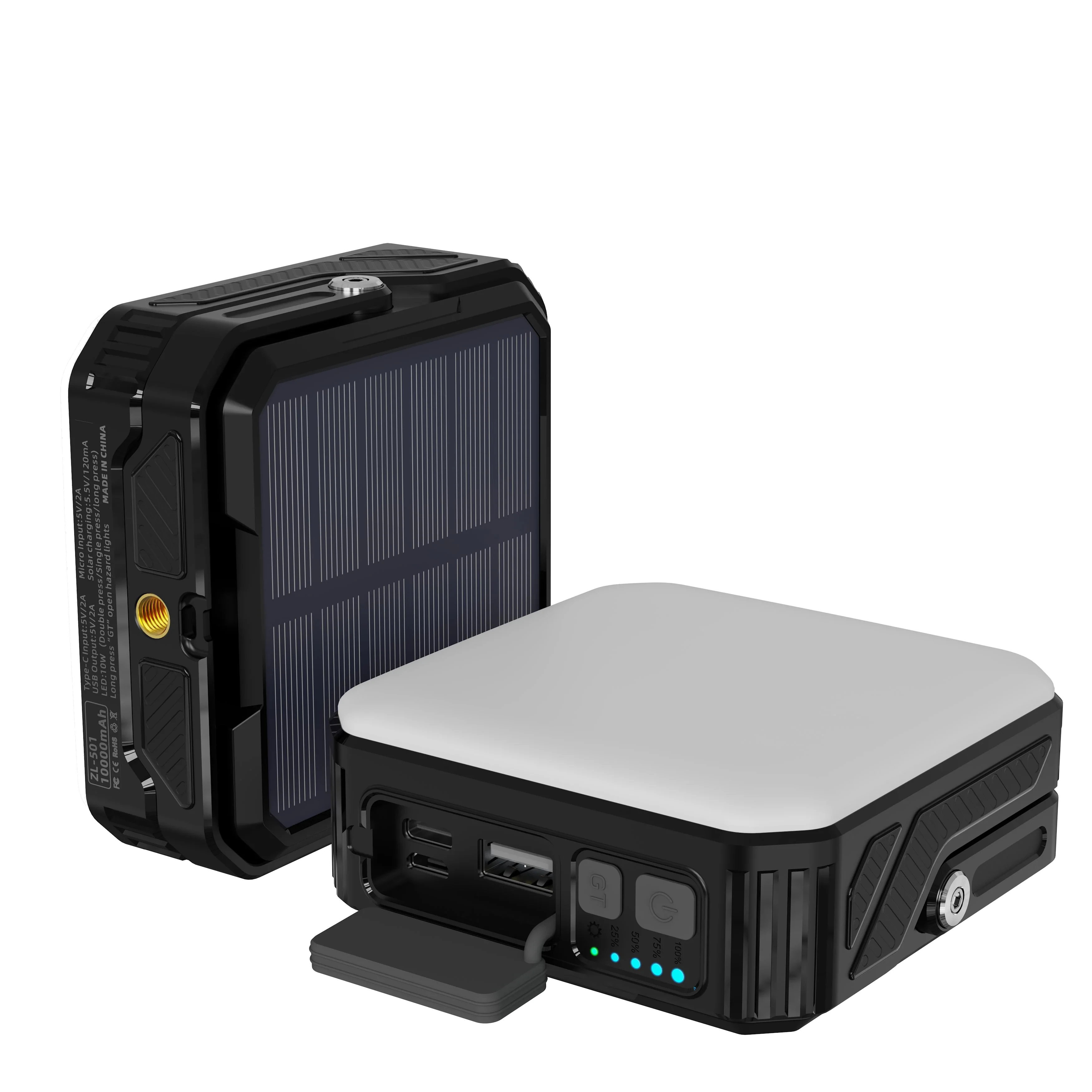Power Bank Outdoor Solar 10000 mAh with LED lamp IP 65 2 xUSB Black - Fontastic ICFT- 265501