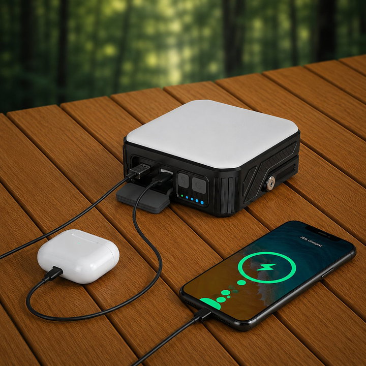 Power Bank Outdoor Solare 10000 mAh con Lampada LED IP65 2xUSB Nero - Fontastic ICFT-265501