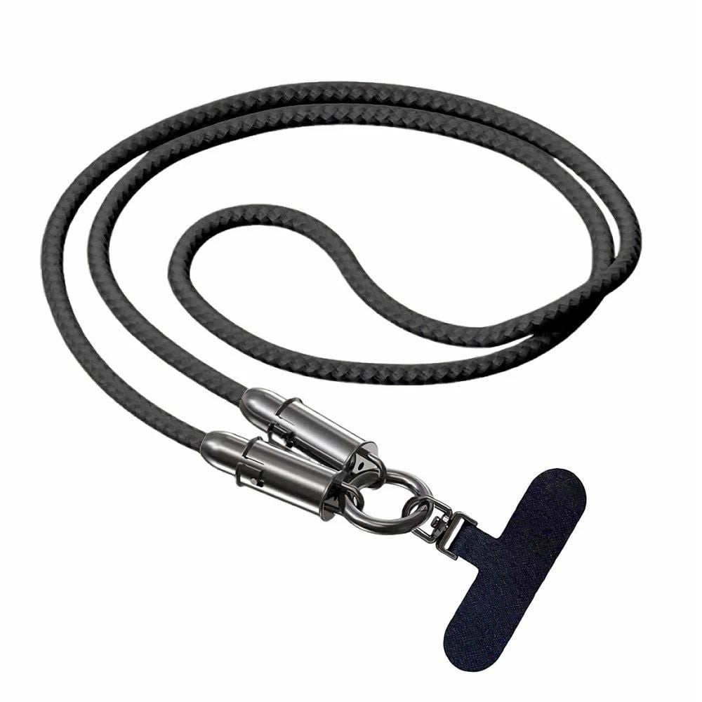 Male USB-C cable with integrated lanyard 60 W PD Nylon and aluminium, Black - Fontastic ICFT- 265525