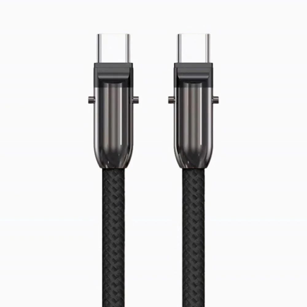 Cavo USB-C Maschio Maschio con Lanyard Integrato 60W PD Nylon e Alluminio, Nero - Fontastic ICFT-265525