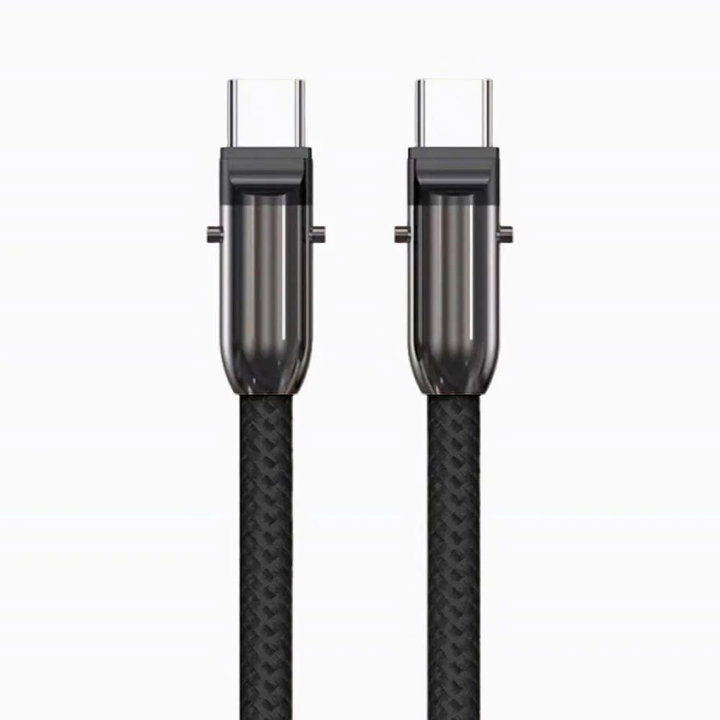 Cavo USB-C Maschio Maschio con Lanyard Integrato 60W PD Nylon e Alluminio, Nero - Fontastic ICFT-265525