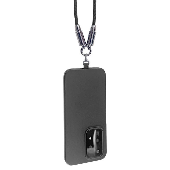 Cavo USB-C Maschio Maschio con Lanyard Integrato 60W PD Nylon e Alluminio, Nero - Fontastic ICFT-265525