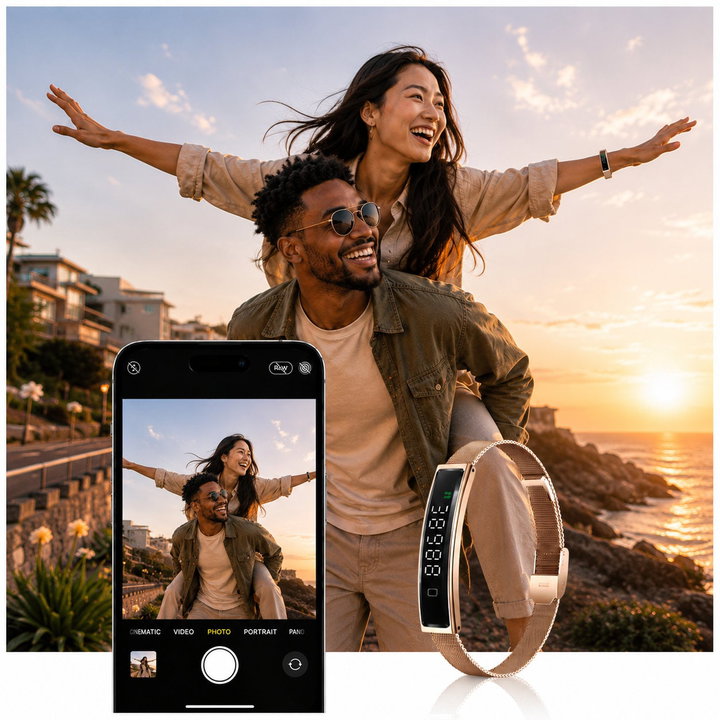 Bracelet Smart Fitness Bluetooth 5.3 Gold LED Display - Fontastic ICFT- 265709