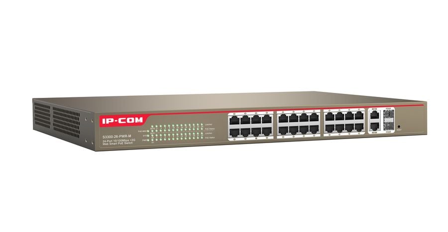 Switch 24 porte 10/100 con 2 porte gigabit/SFP combo con Web-Smart, S3300-26-PWR-M - Ip-com ICIP-S3300-26