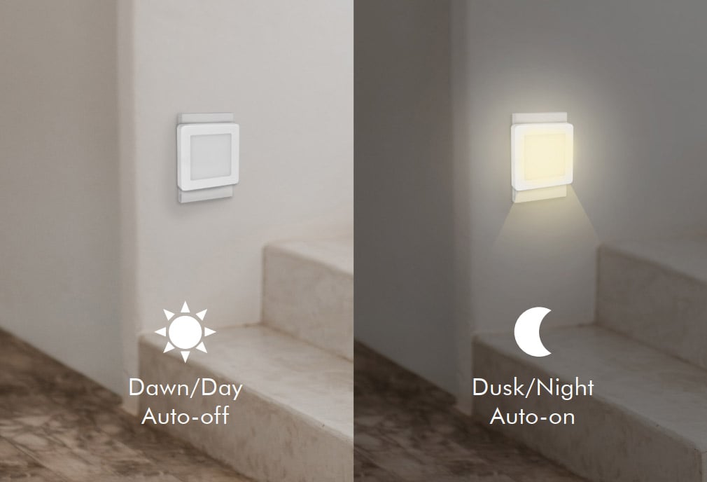 Luce Notturna LED Quadrata con Sensore Crepuscolare Bianco Caldo - Logilink ICLLE08