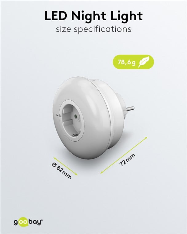 Luce Notturna a 3 LED Plug-In con Sensore Crepuscolare Bianco Freddo - Goobay ICLLE09