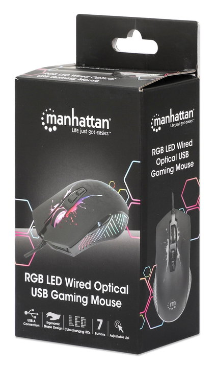 Mouse Ottico USB Gaming 7200 Dpi Retroilluminazione LED RGB - Manhattan ICMG220