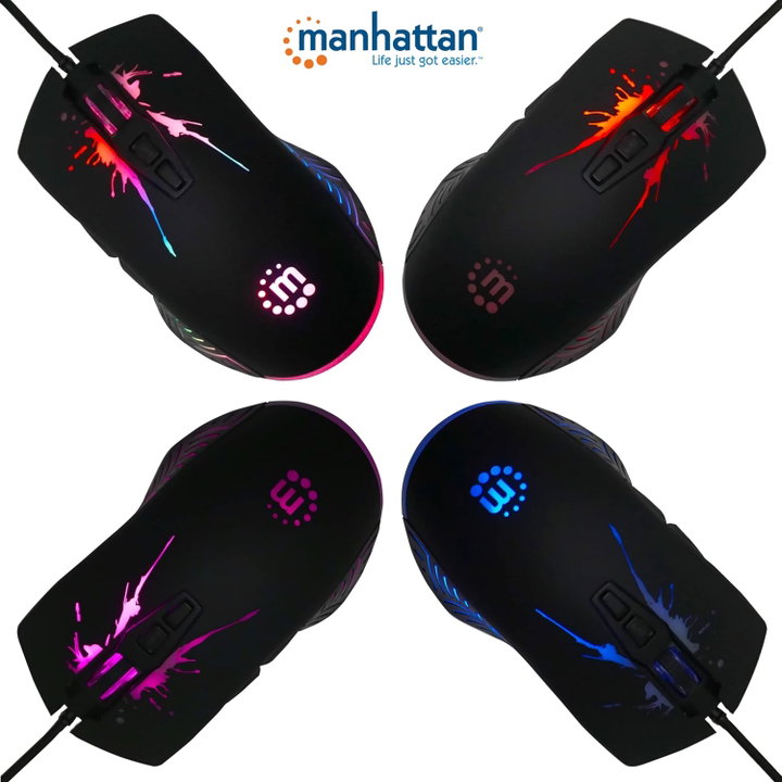 Mouse Ottico USB Gaming 7200 Dpi Retroilluminazione LED RGB - Manhattan ICMG220