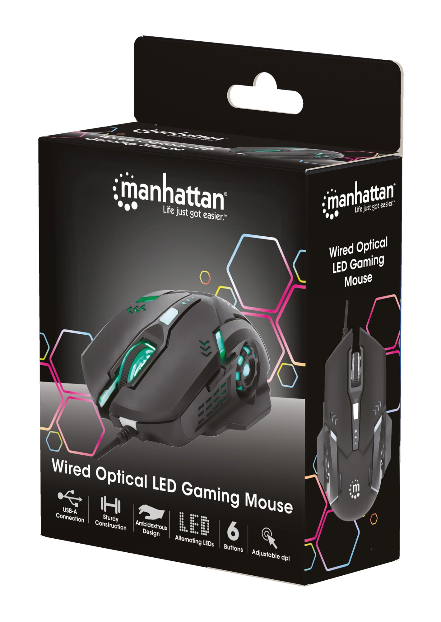 Optical mouse USB gaming 3200 Dpi backlight LED RGB - Manhattan ICMG 782