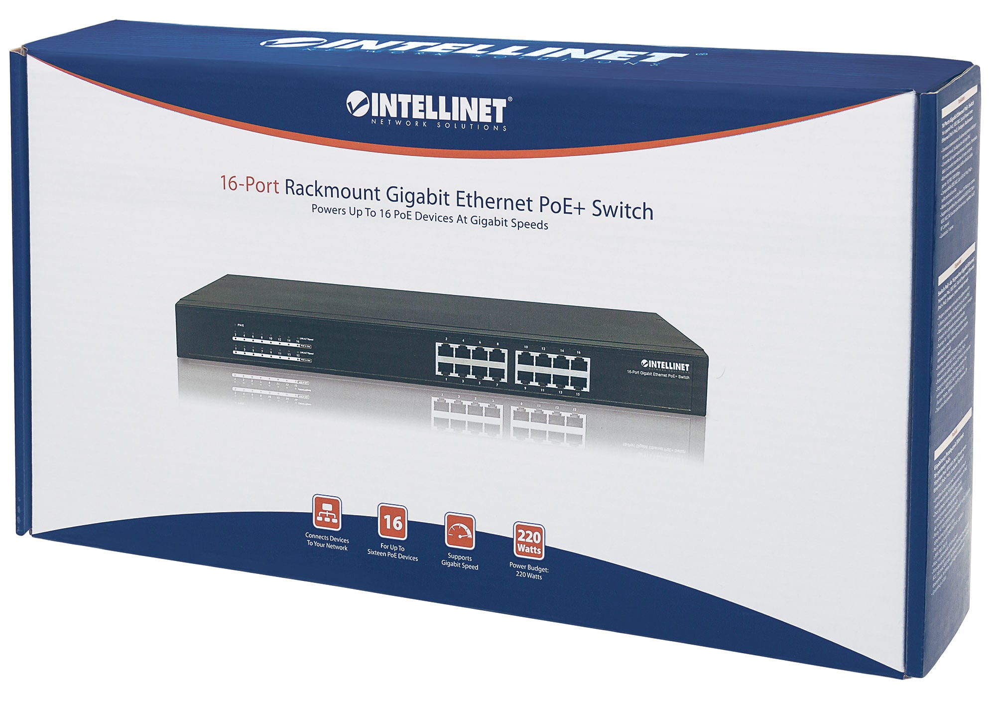 Switch Gigabit 16 Porte Ethernet PoE+ Nero - Intellinet ICNSP016