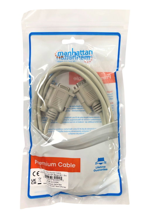 Extension monitor VGA HD 15 M/F 1,8 m screened - Manhattan ICOC 01 -CM-MO