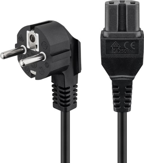Cavo Alimentazione C15 F a Schuko Angolato 2m Nero - Goobay ICOC 01-NC-BC15