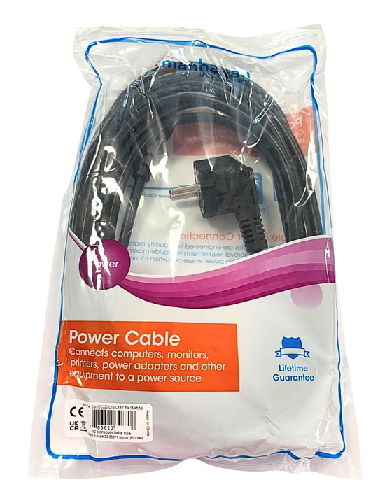 Power cable C 13 F Schuko angled 3 m black - Manhattan ICOC 01 -NC-B/ 30
