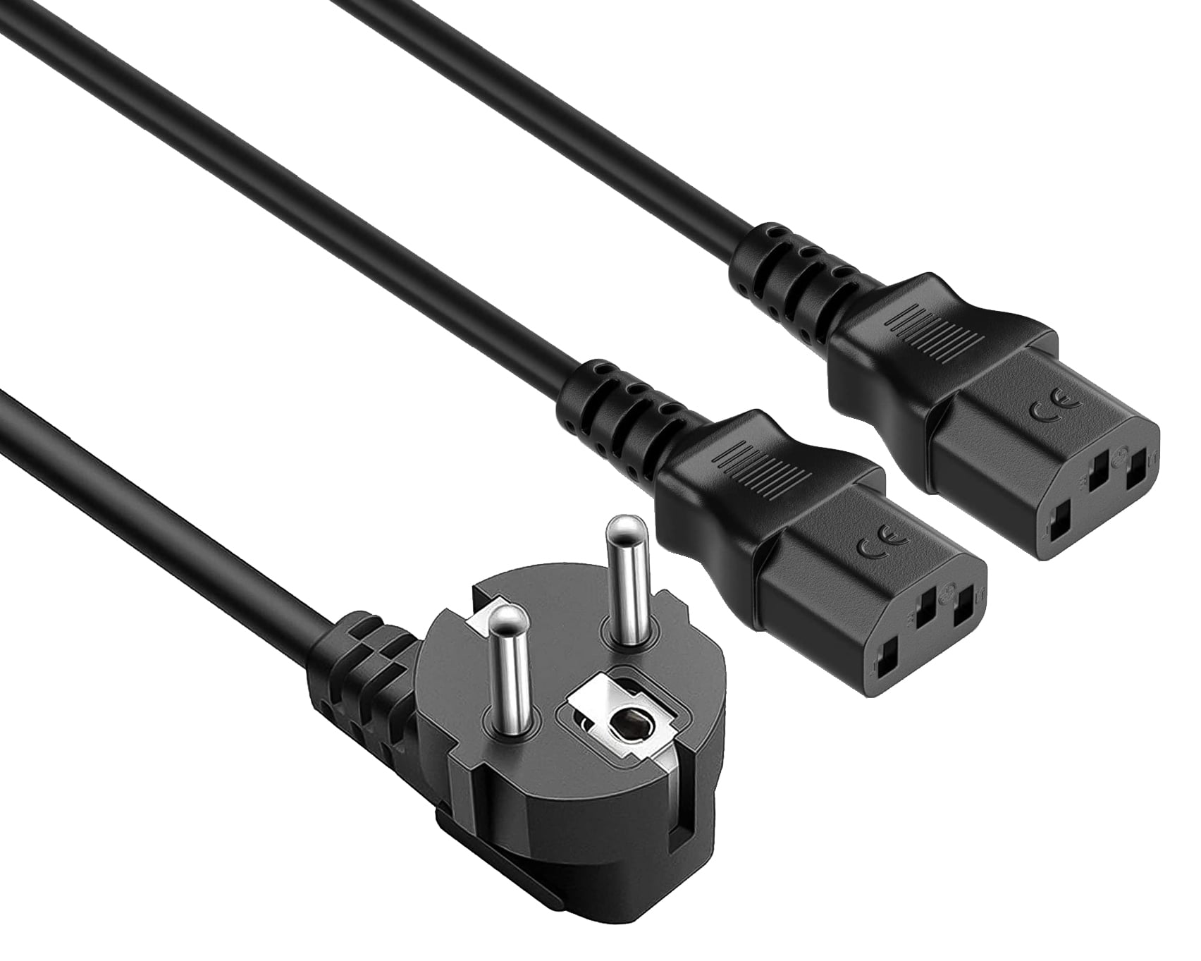 Cavo alimentazione Schuko 10A a sdoppiato con 2 C13, 1,8m nero - Manhattan ICOC 01-NC-B/Y