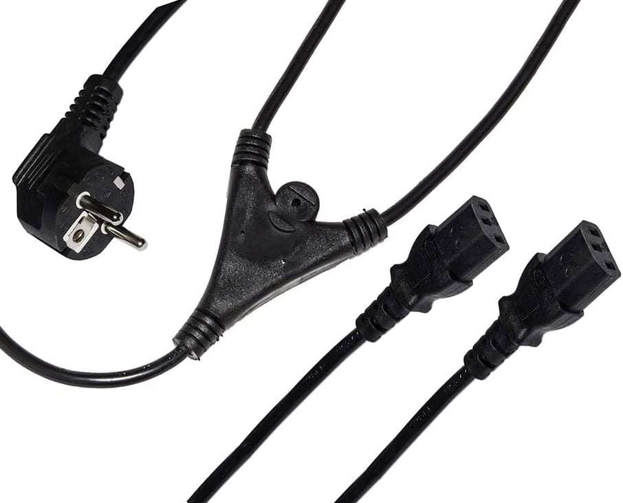 Cavo alimentazione Schuko 10A a sdoppiato con 2 C13, 1,8m nero - Manhattan ICOC 01-NC-B/Y